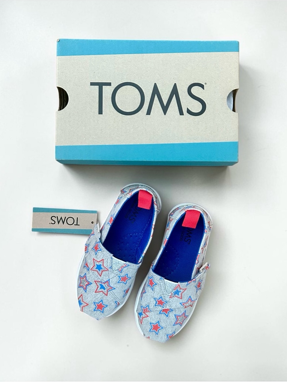 TOMS Tiny Alpargata Glow In The Dark Celebration Stars Print Shoes Size 8